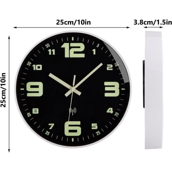Vægur - Selvlysende - Moderne Design - Støjsvagt - 25 cm