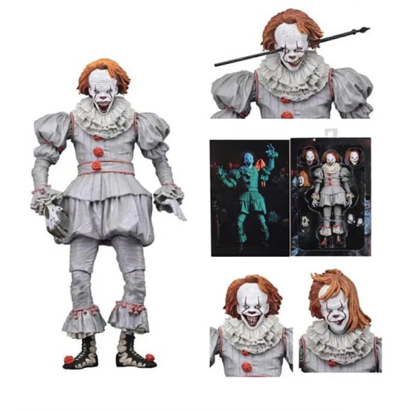 Med LED-ljus NECA Stephen Kings Pennywise Joker Clown PVC Action Figur Modell Leksaker Skräckdocka Collection Present för barn C With  box