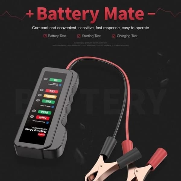 Batteritester - Bil - 12V - 6 LED'er - Bærbar - Generatoranalysator
