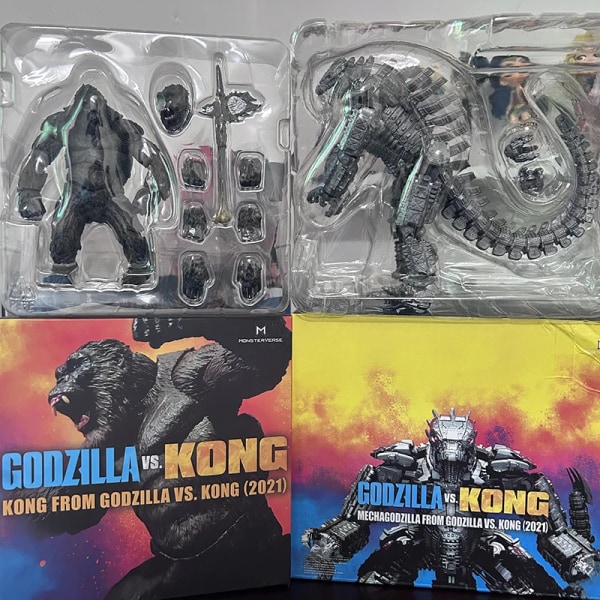 SHM Kong From Godzilla Vs Kong 2021 Film PVC Action Figur Kaiju Monsterverse Dinosaur Model Samlarobjekt Action Leksaker Presenter C With box