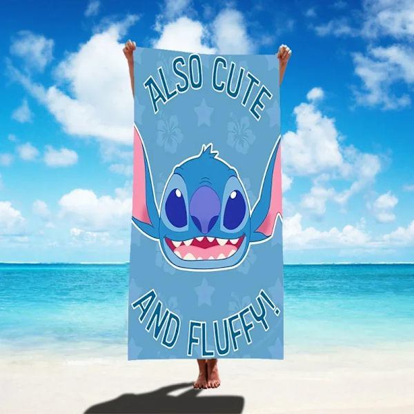 Disney Lilo & Stitch Badhandduk Tecknad Mjuk Absorberande Snabbtorkande Strandhanddukar Kawaii Anime Angel Stitch 3D Print Badhanddukar 7 Thin style 75x150cm