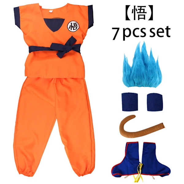 Anime Dragon Ball Barndräkt Son Goku Gui Cosplay Kläder Barnens dag Halloween Alla helgons dag Performance Outfit Vuxen WU - 7pcs set BE 135-148cm