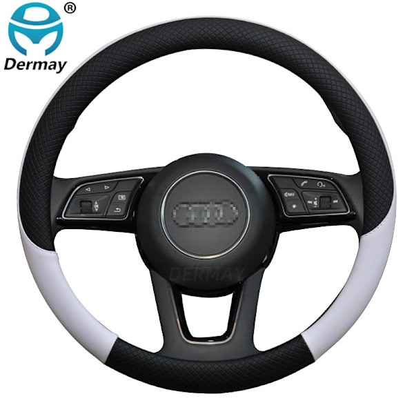 (Lila)100 % DERMAY Läder Sportbilsrattskydd Cover för Audi A1 8X A2 A3 A4 A5 A6 Avant Biltillbehör Purple