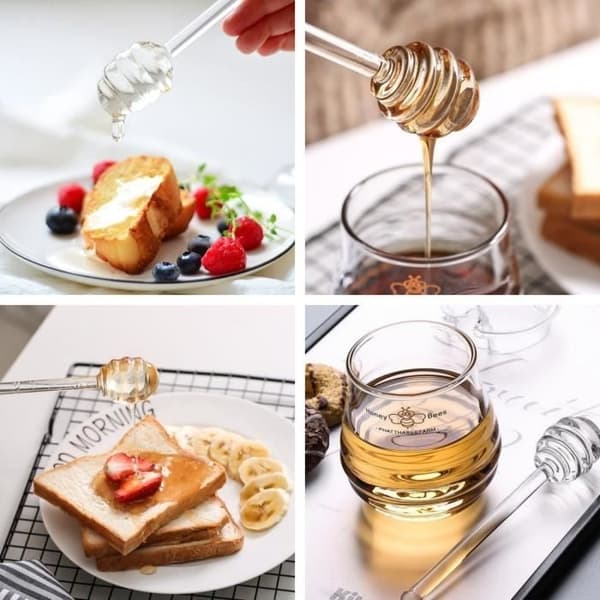 Honning Ske, Honningkage Honning Rørepinde, Syltetøjs Rørepind, Glas Honning Rører, til Yoghurt