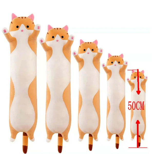 50-150 cm Jättestorlek Lång Mjuk kudde Kudde Katt Plyschleksaker Fyllda Populära Födelsedagspresenter Flickor Pojkar Present 110cm grey cat