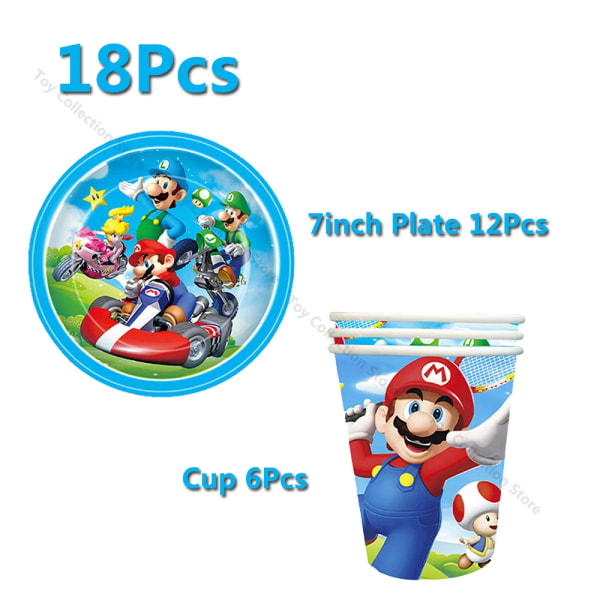 1Set Marioedd Bros Bordsservis Festtillbehör Barn Födelsedag Ballong Fest Dekoration Papperstallrik Kopp Servett Speltema Gör-det-själv-leksak Present A6-37Pcs Other