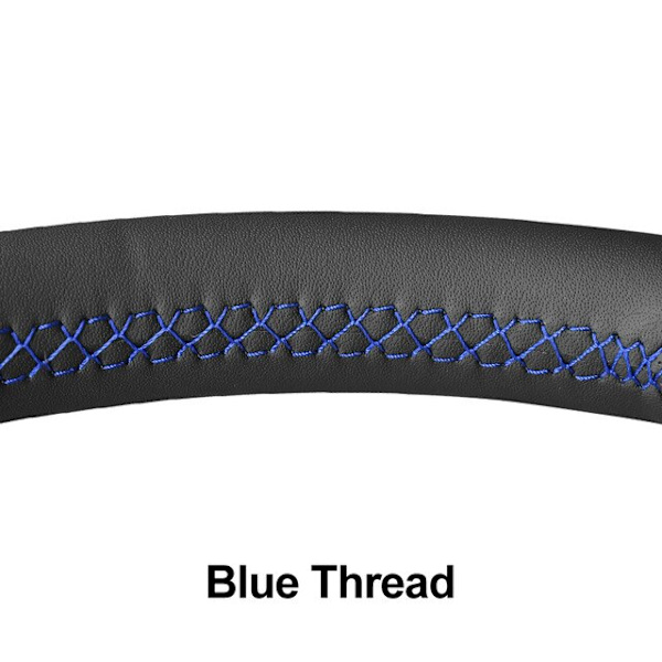 (Blå tråd)Beige konstläder Handsytt halkfritt cover för Fiat 500 2007-2015 500e 2014-2018 500C 2014-2017 Blue Thread