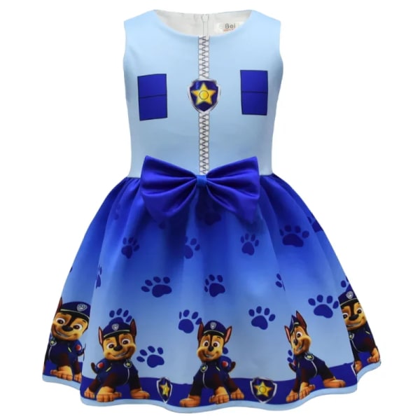 Paw Patrol Anime Barnkläder Tecknad Patrol Canine Girl Dress Digital Perifer Printing Girl Bowknot Dress Party Bal Blue 140cm