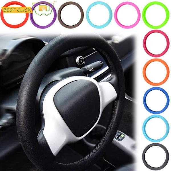 (GRÅ)Bil Auto Silikon Ratt Cover Läder Textur Mjuk Multi Universal Skin Mjuk Silikon Cover GRAY