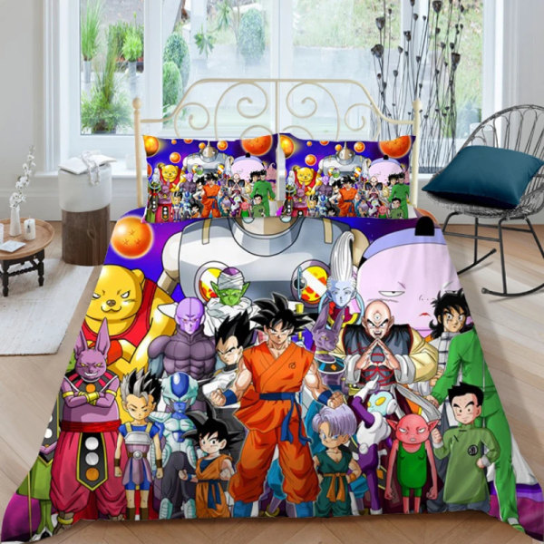 Dragon Ball Z Cover SET Anime Figur Son Goku Printed Sängkläder Säng Spead Barn Sovrum Säng Cover Sängkläder Set 1 EU 240x220cm 3pcs