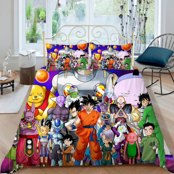 Dragon Ball Z Cover SET Anime Figur Son Goku Printed Sängkläder Säng Spead Barn Sovrum Säng Cover Sängkläder Set 2 EU 260x220cm 3pcs