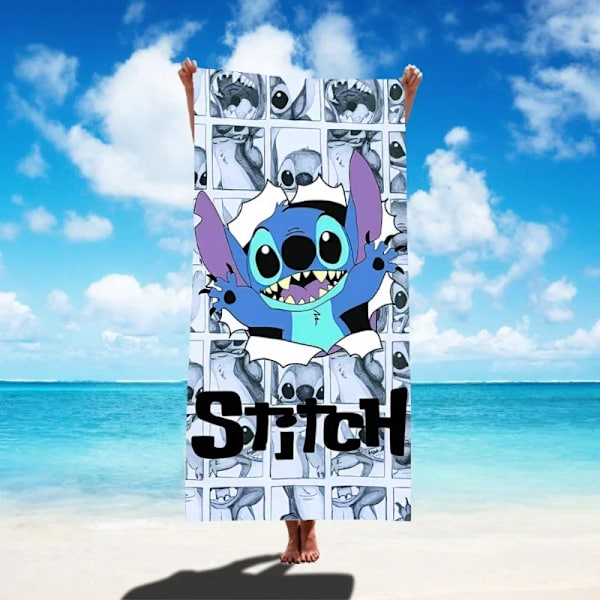 Disney Lilo & Stitch Badhandduk Tecknad Mjuk Absorberande Snabbtorkande Strandhanddukar Kawaii Anime Angel Stitch 3D Print Badhanddukar 17 Thin style 75x150cm