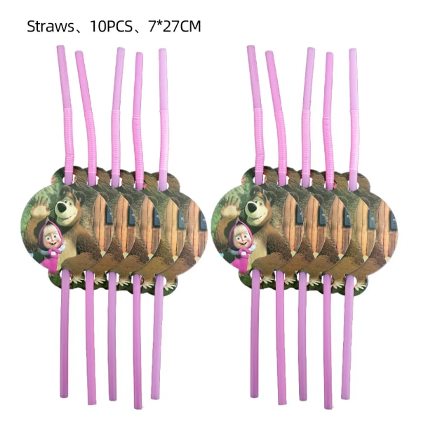 Tecknad masha och björn Tillbehör för födelsedagsfest Engångsservis Papperskopp Tallrik Servett Baby Shower Födelsedagsdekoration BPQZZ-51PCS