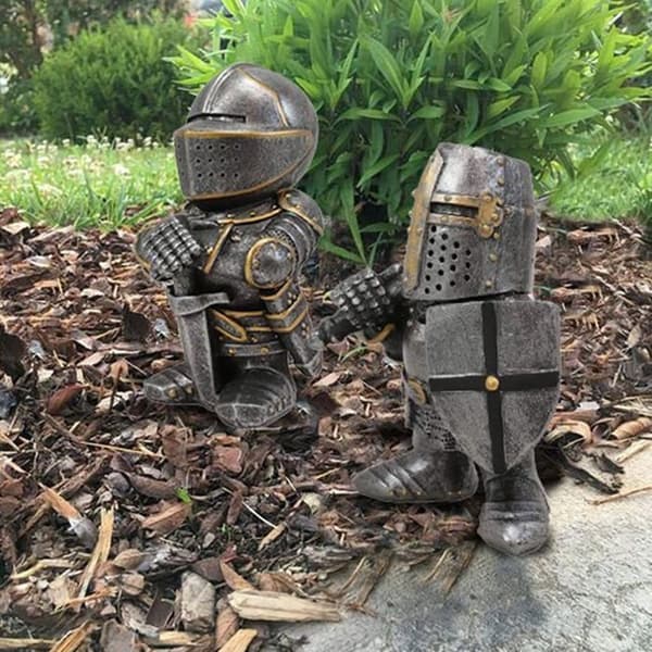 Havegnom Have Statue Værger Beskyttelse Rustning Ridder Skulptur Gnome Figur Have