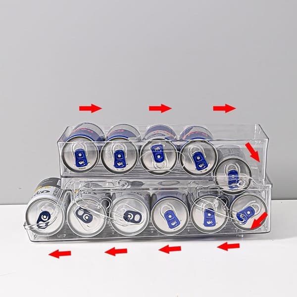 Foldbar køleskabsorganisator til 500 ml drikkevaredåser.