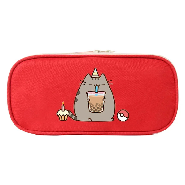 Nya Fat Cats Pusheen Studenter Pennfodral Tecknad Animation Figurer Printed Pennväskor Skolmaterial Brevpapper Födelsedagspresenter PJM 27 Red