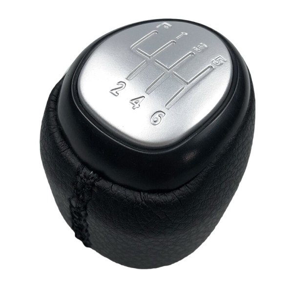 5/6-växlad växelspaksknopp Läder damask Boot Cover Case Spak Shifter För SAAB 93 9-3 SS 2003-2012 Bilstylingtillbehör-6 hastigheter Silver 6 Speed Silver