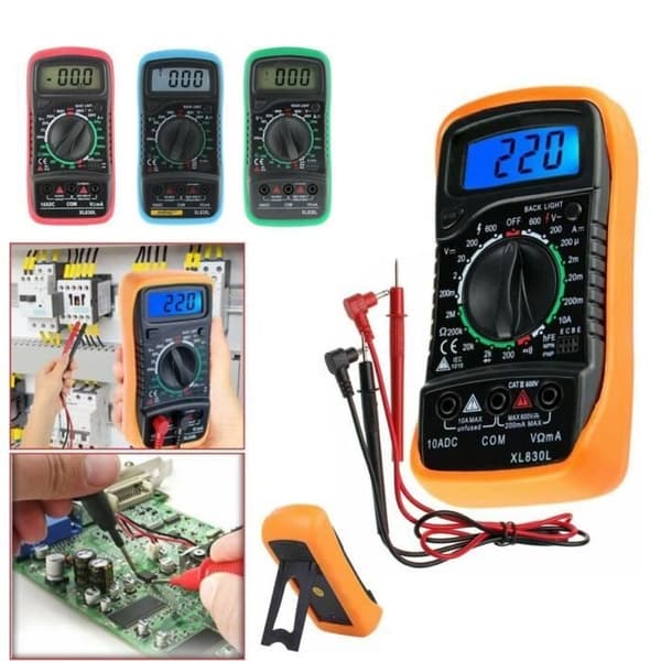 LCD Blå Digital Multimeter XL830L Voltmeter Amperemeter Ohmmeter Testare, AC och DC Spänningstestare Kretskontroll Summer