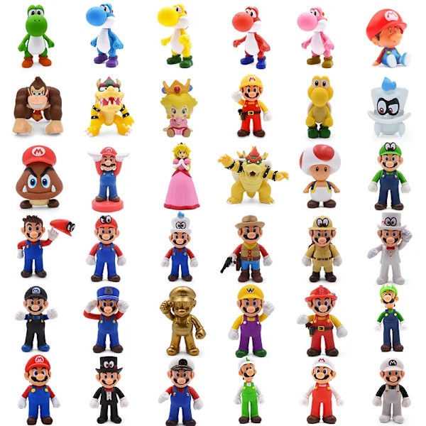1st Mini Mario Bros Figur Bowser Princess Peach Padda Goomba Grön Yoshi Donkey Kong Koopa Troopa Cappy Goomba Action Model Toy A