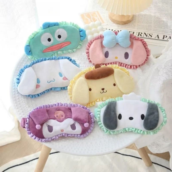 Sanrio Cinnamoroll Kuromi Eyepatch Kawaii My Melody Tecknad Resestudent Skuggning Sömn Ögonmask Söt leksak Flickor Present C