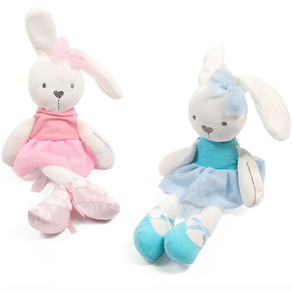 Baby plyschleksaker Spädbarnsvagn Komfort Uppstoppad djurskallra Mobil Babys kawaii plyschleksaker Hängsäng Bell Spjälsäng Skaller white rabbit