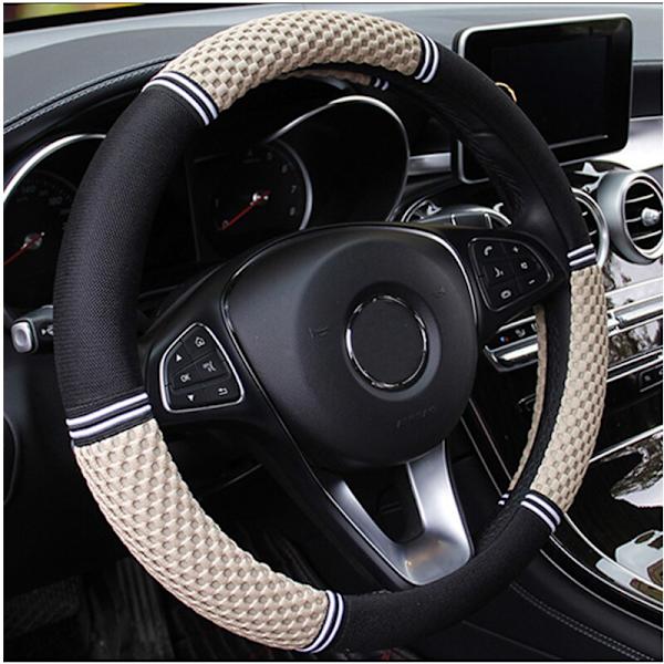(Beige)Bilrattkåpor Skal Halksäker Sommar Is Silk Biltillbehör Axelskydd Auto Rattskydd Beige