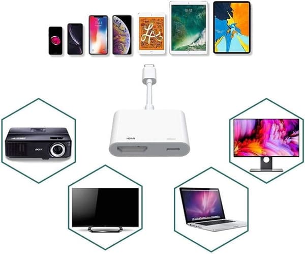 HDMI Adapter til iPhone til TV, 1080p Digital AV Adapter, Synkroniseringsskærm, HDMI-forbindelse til iPhone og iPad