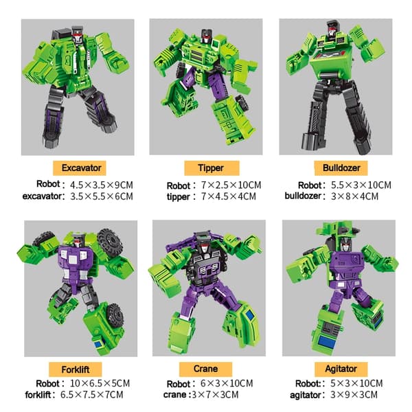 Transformasjon 6 i 1 Modell MINI Devastator 22CM Actionfigur Robot Plastleker BESTE Gave Barn Ny