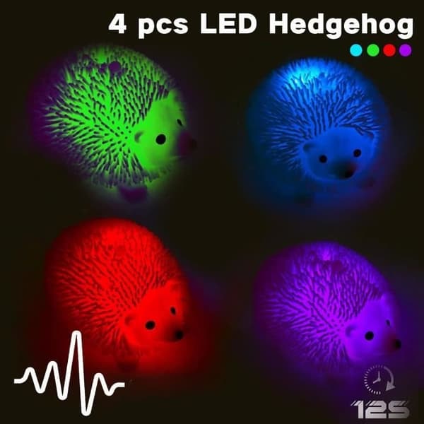 (Röd) Glödande Igelkott Silikon Stress Relief Leksak - 4-pack Red