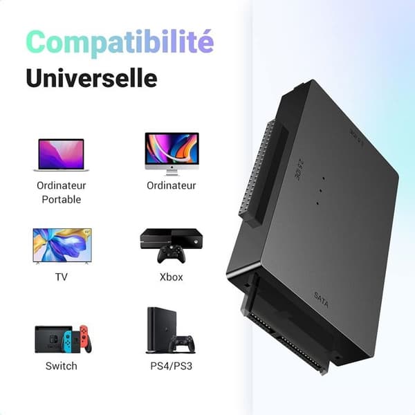 USB 3.0 til IDE SATA Harddisk Adapter til 2.5\" 3.5\" IDE SATA SSD HDD med Ekstern Strømadapter Black