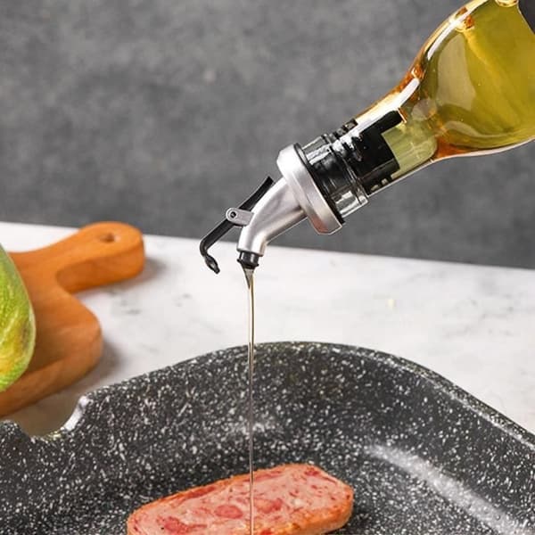 VINGVO Oljeflaskor för Kök Glas Oljedispenser och Rostfri Oljeflaska för Vin