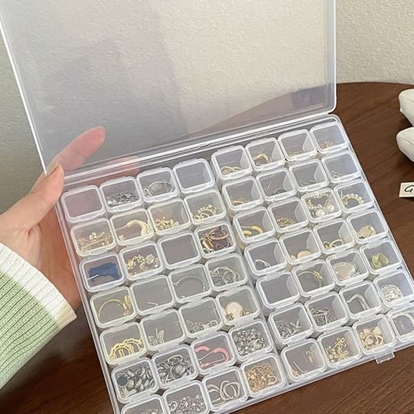 56 Plastik Gitters Opbevaringsboks, Diamantmaleri Boksetilbehør, Mini Ringbind, til Små Genstande QIEDOVIEY