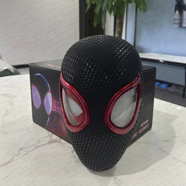 Mascara Miles Spiderman Huvudbonader Cosplay Moving Eyes Elektronisk mask Spider Man 1:1 fjärrkontroll leksaker för vuxna Barn Present Ring version