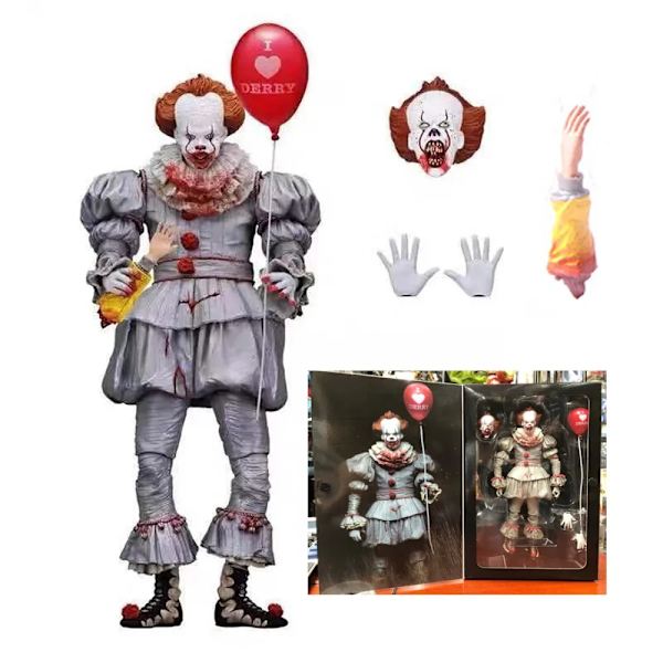 Med LED-ljus NECA Stephen Kings Pennywise Joker Clown PVC Action Figur Modell Leksaker Skräckdocka Collection Present för barn B No box