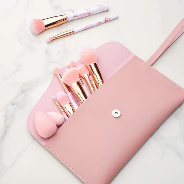 10 Dele Professionelt Pink Marmor Makeup Børstesæt