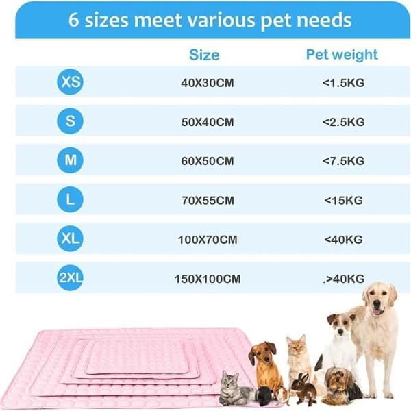 Kølemåtte - Hund - Is Silke - Åndbar - Selvventilerende - Flere Størrelser Pink