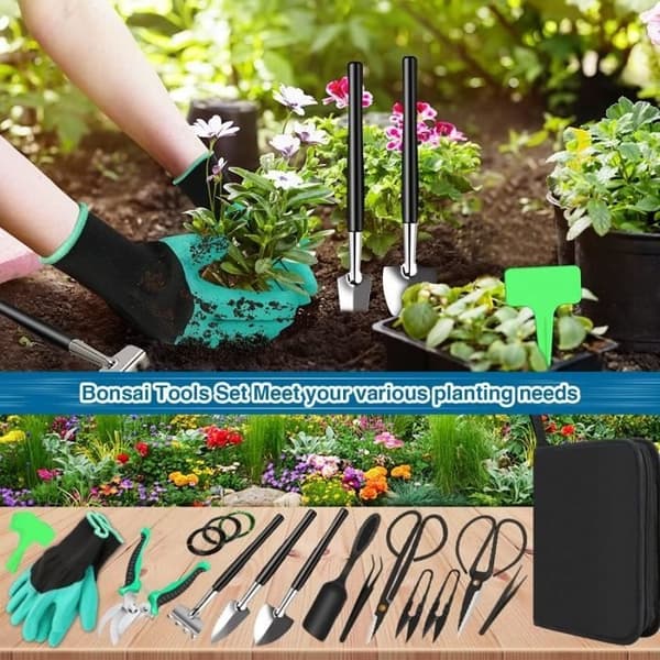HONTTOR Bonsai Haveværktøjssæt - 24 Dele Rustfrit Stål Holdbart Black