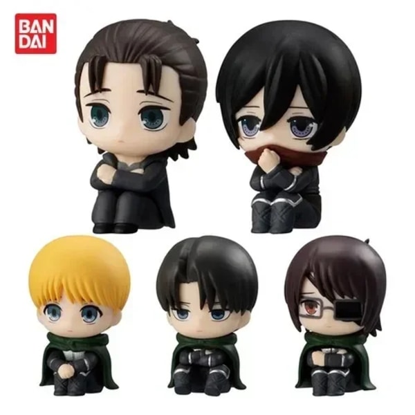 Original BANDAI Attack on Titan Final Waiting Series Gashapon Eren Mikasa Action Figur Full Range Capsule Toys Julklapp 5PCS