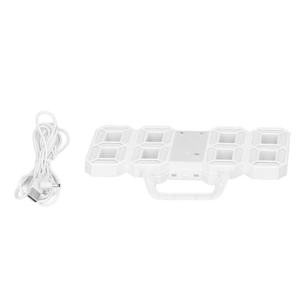 QIILU Veggklokke - Digital Vekkerklokke Timer - 3D LED - Hvit - Multifunksjonell White