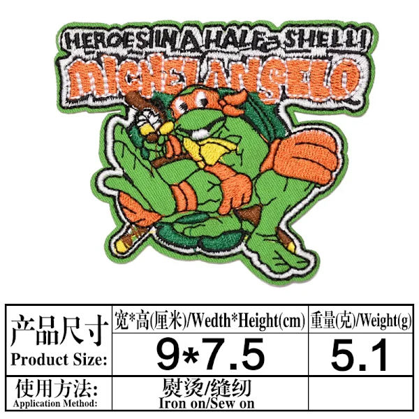 Nya Teenage Mutant Ninja Turtles Broderi Tyg Dekaler TMNT Backing Brodery Stickers Kläder Tillbehör Patch Stickers TMNT-5