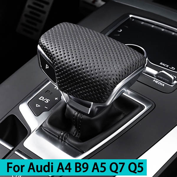 För Audi A4 B9 A5 Q7 Q5 2016 2017 2018 2019 Växelspaksknopp Cover Perforerat läder Handboll Växlarhandtag Spak Case-Automatic Automatic