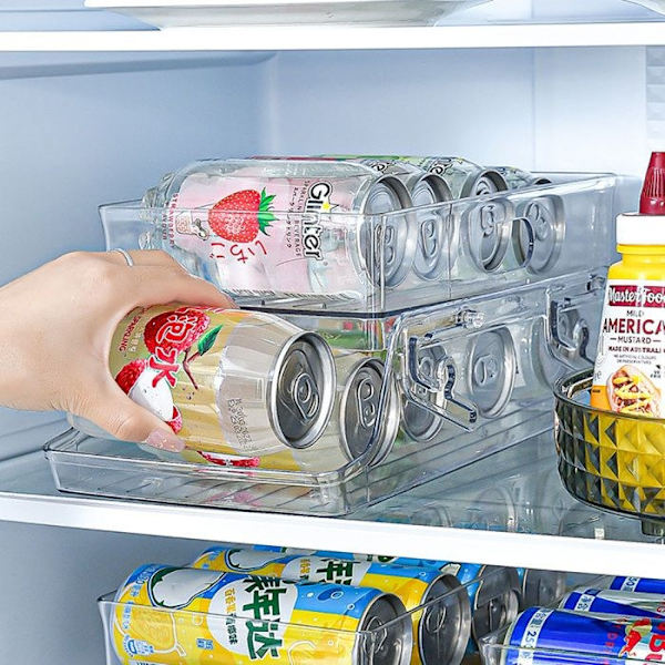 Foldbar køleskabsorganisator til 500 ml drikkevaredåser.