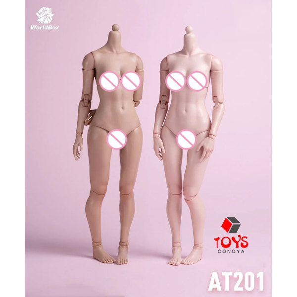 Worldbox AT201 AT202 1/6 Kvinna Super Flexibel Soldat Kropp Normalt fet Ben Vit Solbränna Hud 12'' Action Figur Doll AT201 light tan