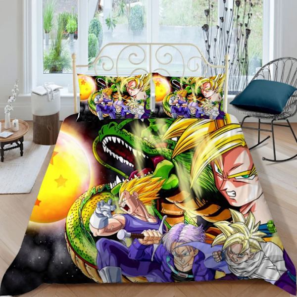 Dragon Ball Z Cover SET Anime Figur Son Goku Printed Sängkläder Säng Spead Barn Sovrum Säng Cover Sängkläder Set 8 EU 140x200cm 2pcs