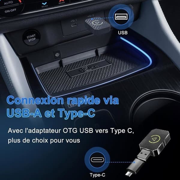 Trådløs Android Auto & Trådløs Carplay Adapter, 2 i 1 til Trådløs Car Play Adapter og Android Auto, Kompatibel