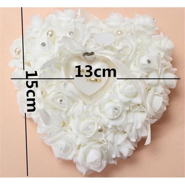Hjerteformet ringbærerpute - Elegant - Hvit - 15x13cm White