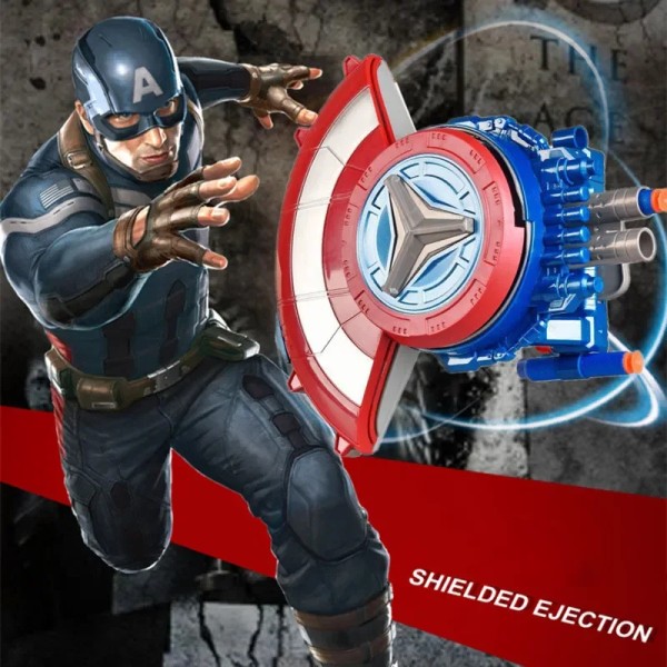 Anime Avengers Captain America Shield Launcher Figurer Soft Bullets Gun Toy Party Cosplay rekvisita Deformer Leksaker för pojke Barn Present Light Sword