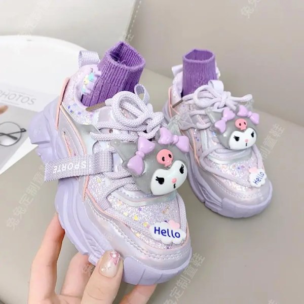 Anime Kawaii Sanrios My Melody Cinnamoroll Kuromi Barn Sneakers Tecknad Söt Luminous Daddy Skor Tjej Sammet Löparskor Present My Melody 13 31-19cm