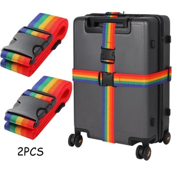 (Regnbåge) Bagageremmar - Ospecificerad - Justerbart spänne elastiskt - Regnbågsfärg - 200x5cm - 86g Rainbow
