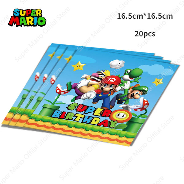 Nytt Super Mario-tema Festdekoration Engångspappersmuggar Tallrikar Tissues Bordsdukar Set Födelsedagsfest Dekorationstillbehör 7-inch 10pcs